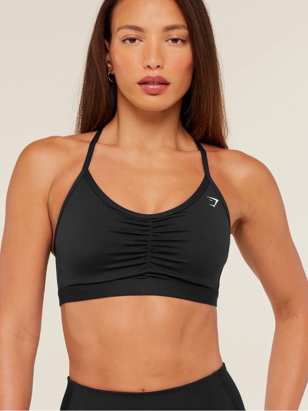 Gymshark Black Ruched Strappy Sports Bra